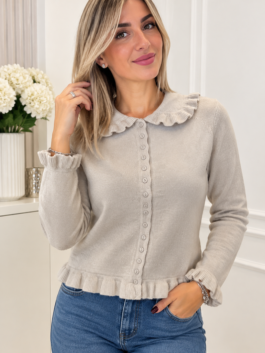 Cardigan con colletto rouches art.w2525